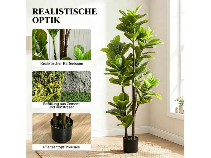  Lot de 2 figuiers lyres artificiels 150 cm métal vert  - Conforama D