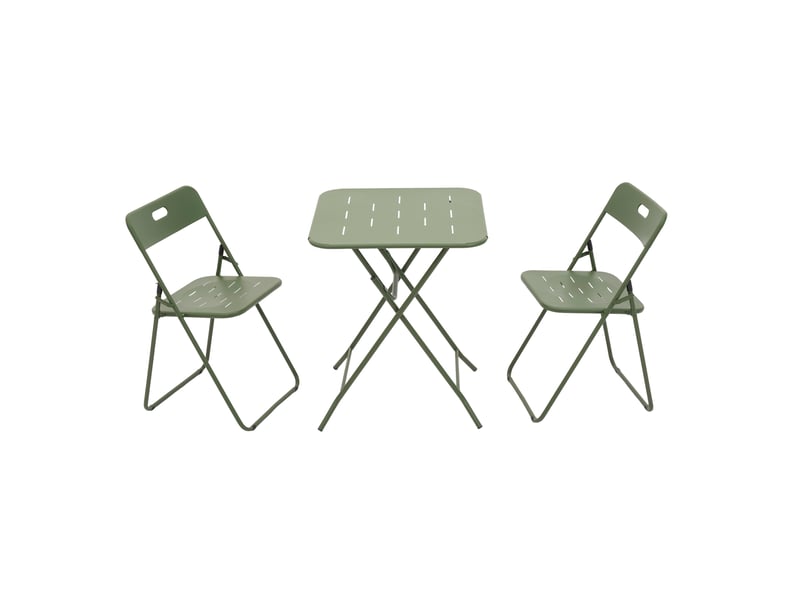 Salon de jardin pliant,60x60x73 cm,3 pièces avec table,acier,vert - Conforama A