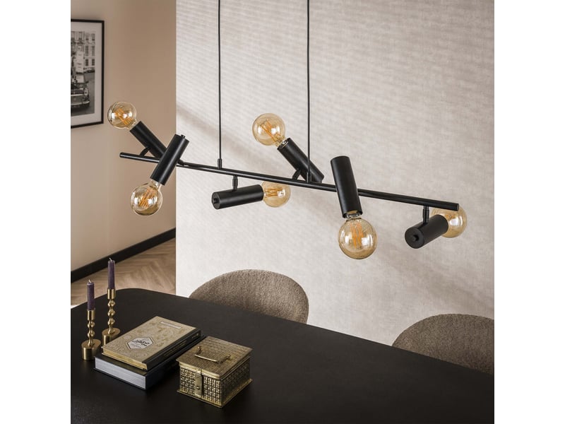  Suspension 6 lampes pivotantes en métal gris foncé 110x150 cm  - Conforama D