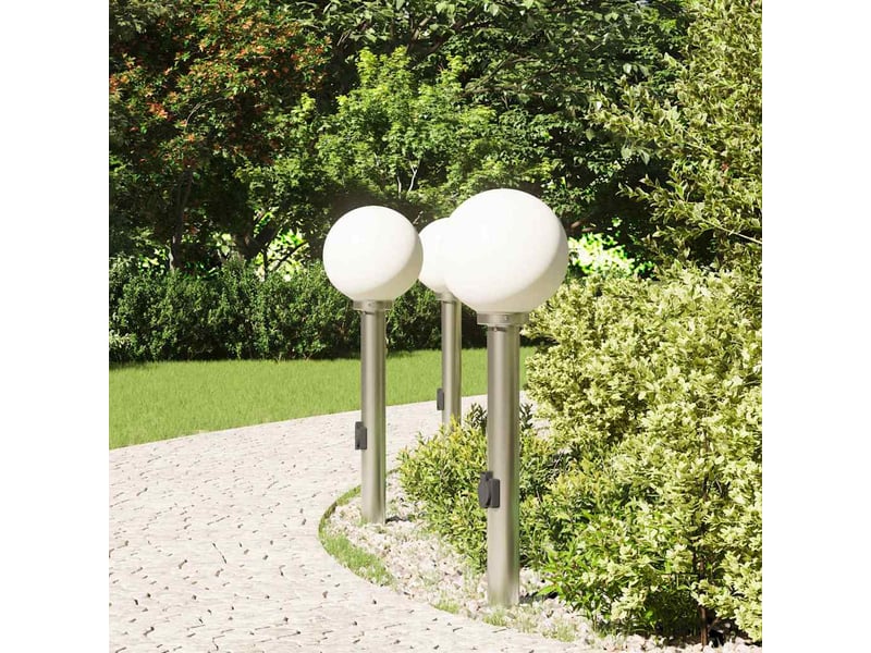  Lot de 3 borne lumineuse avec sortie 80 cm acier inoxydable ip44 shl36175  - Conforama C