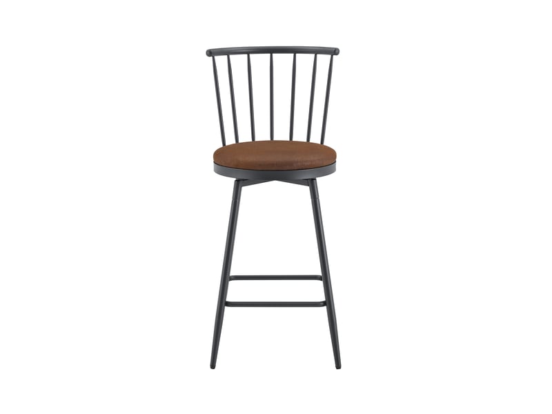  Tabouret de bar en métal et similicuir pu brun style windsor W3658P421606 - Conforama A
