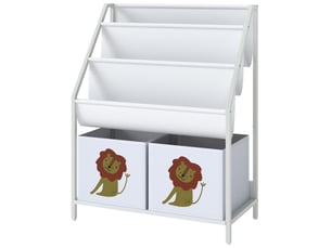 Bibliothèque pour enfants à 4 niveaux, étagère à livres pour enfants avec porte-livres et tiroir en tissu, blanc