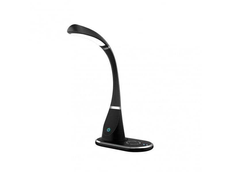  Fabrilamp rejalgar lampe de bureau led noirchrome 5 w 400 lm, charge qi, tactile et dimmable 139171009 - Conforama E
