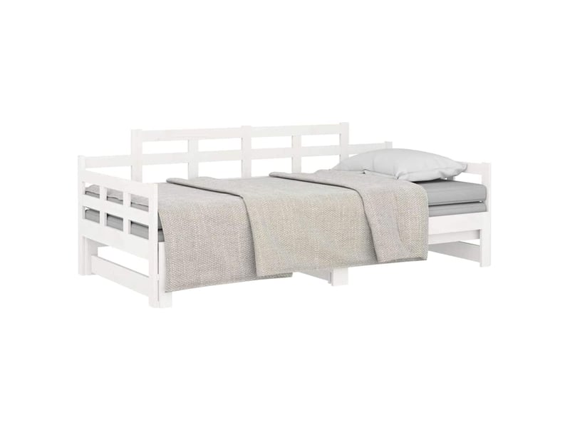  Lit simple- lit adulte -  lit coulissant sans matelas blanc 2x(90x200) cm  - Conforama B