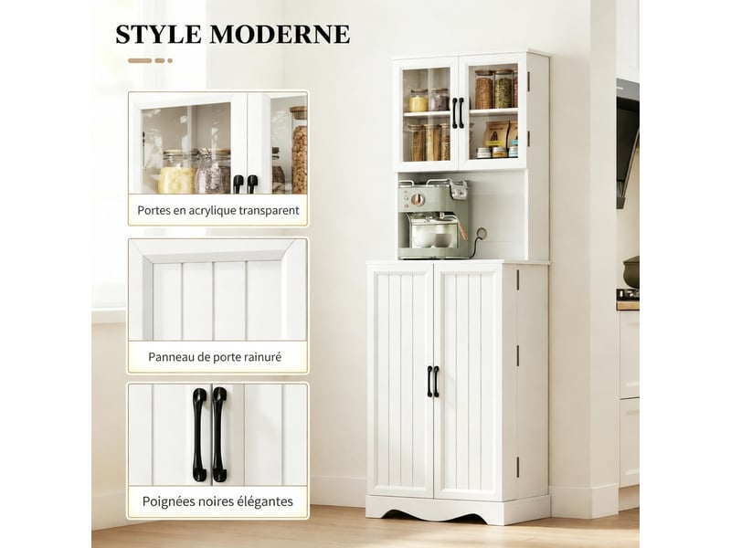 Meuble de cuisine muvano, buffet de cuisine blanc 4 portes avec plan de travail, largeur 60 cm - Conforama D
