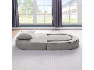 Canapé modulable convertible lit gris chenille - canapé pliable salon chambre moderne design minimaliste compact