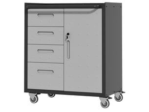 Rangemétal robuste avec roulettes – 75 × 42 × 88 cm, noirgris, pour garage, bureau & ménage