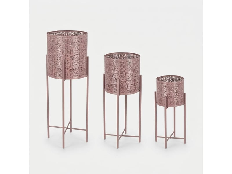  Lot de 3 porte-pots hauts en acier kalidas yes - rose  - Conforama A