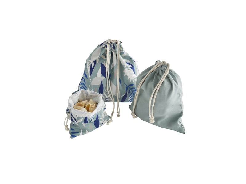 Lot 3 pochons june en tissu vert sauge 50274 - Conforama E