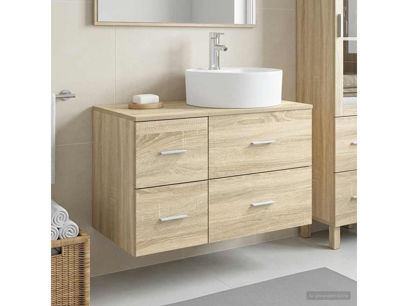  Ensemble de mobilier de salle de bain 2 pc chêne sonoma cf64123  - Conforama B
