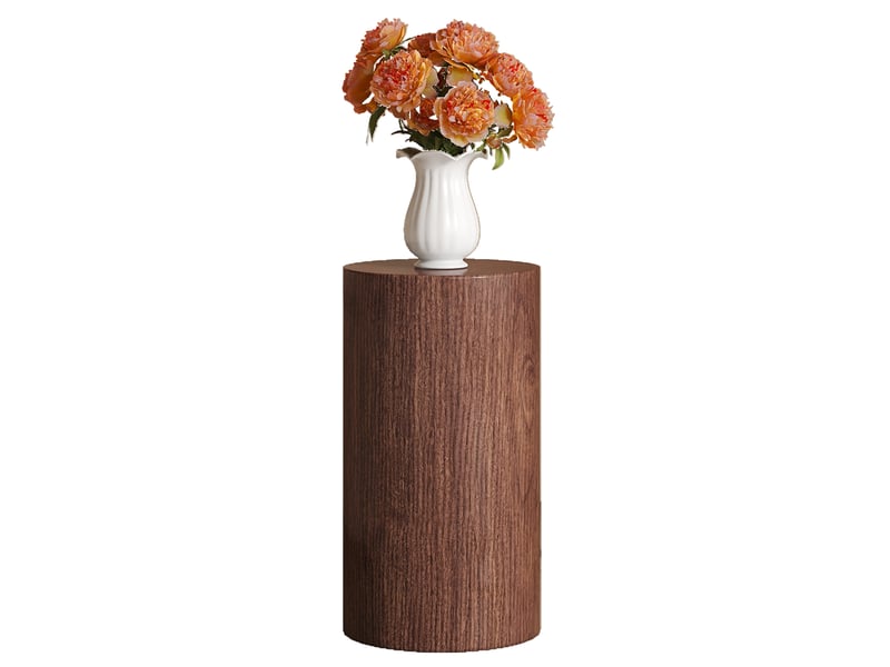  Table basse ronde en mdf effet noyer avec bords arrondis, structure stable et usage polyvalent pour salon, ø 30 × 55 cm  - Conforama A