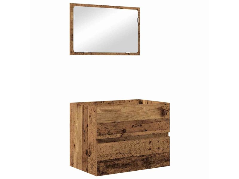  Ensemble de mobilier de salle de bain 3 pc bois ancien cf64260  - Conforama E