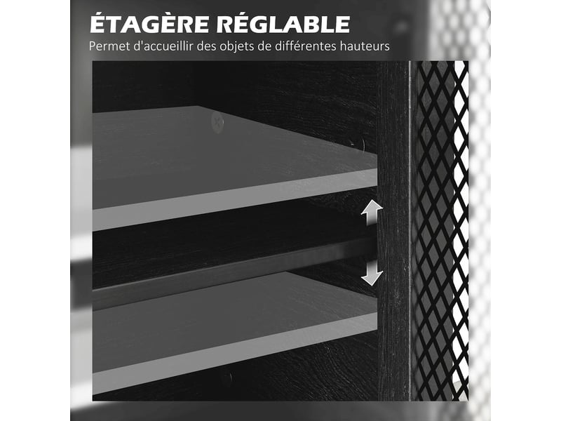 Buffet bas 4 portes 2 tiroirs étagères réglables noir 150 x 40 x 85 cm  - Conforama E