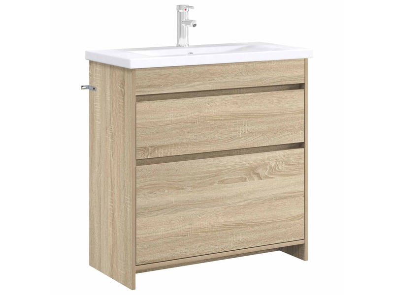  Meuble sous lavabo de salle de bain, commode chêne sonoma shl5334  - Conforama C