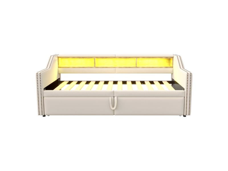  Lit convertible en toile de jute beige 90x200 cm  - Conforama A
