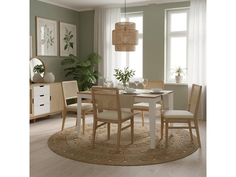  Table de salle à manger extensible avec piètement blanc 156316x90 moon - chêne  - Conforama B