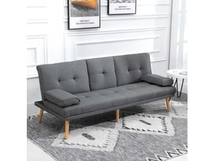 Canapé-lit tcqpz 3 places 181 x 77 x 78 cm gris foncé polyester avec table rabattable et porte-gobelets