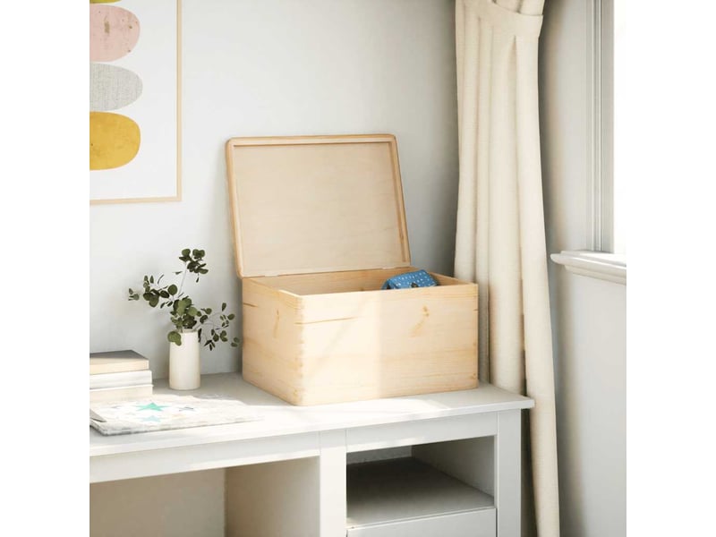  Boîte de rangement, coffre de rangement avec couvercle 40x30x23 cm bois de pin massif  - Conforama C