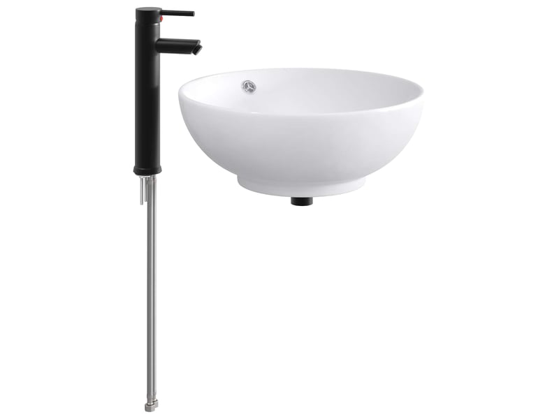 Lavabo de salle de bain avec robinet et drain noir mat shl1634 - Conforama A
