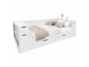 Lit avec rangement 140x190 cm BEAUNIV coloris blanc