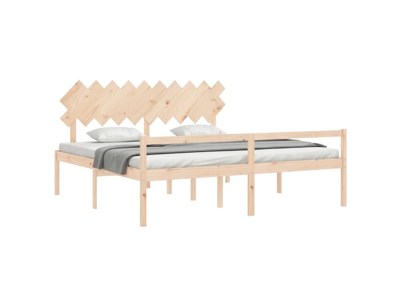  Lit double- lit adulte -  lit pour personne âgée et tête de lit 200x200 cm bois massif  - Conforama C