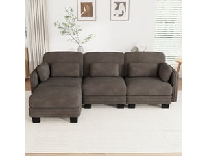 Canapé d'angle gauche fixe MAISENTIEL 3 places Tissu marron