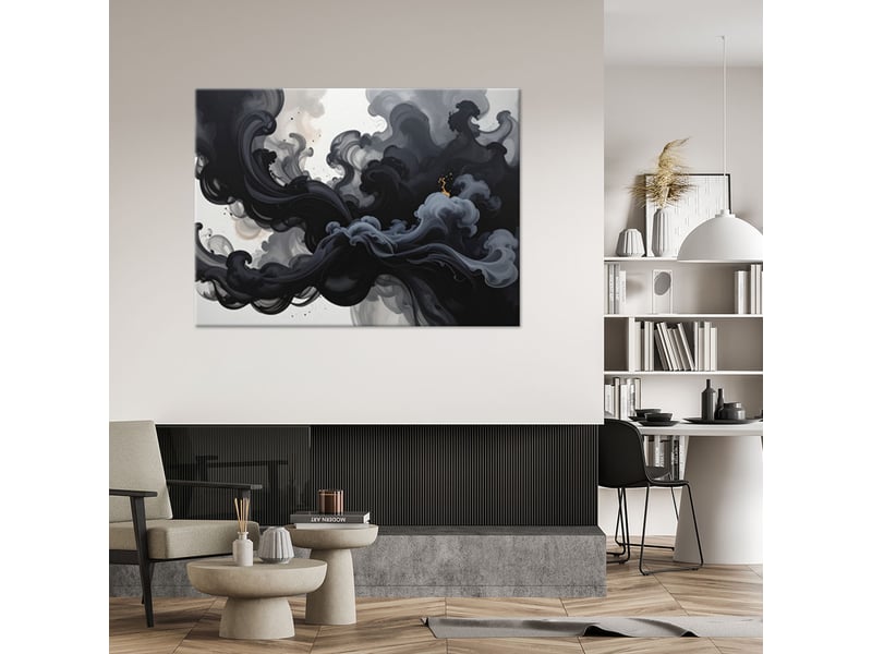  Tableau moderne, brume de fumée noire abstraite 30x20 1312614069 - Conforama B