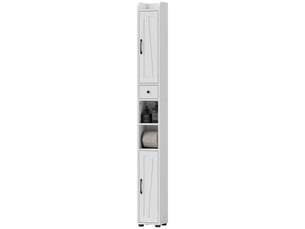 Armoire salle de bain haute, meuble de rangement colonne, 2 portes, tiroir, étagères réglables, blanc, 20x20x185cm