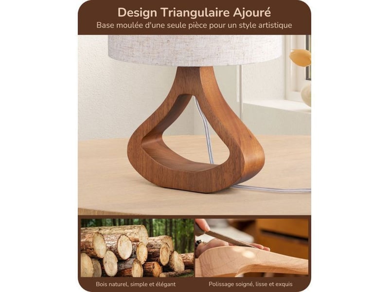  Lampe de table edishine t24019 beige lin chene e27 4w led 2700k 370618_AAAYP06021_6_DROPFR - Conforama B