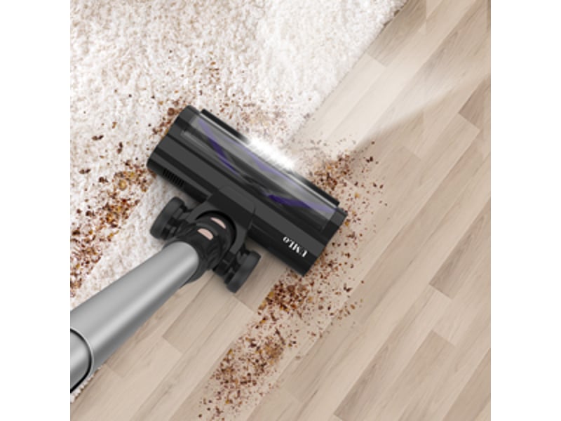  Aspirateur balai sans fil 2-en-1, moteur sans balais 300 w, filtration hepa, batterie 4000 mah, écran led, bleu  - Conforama B