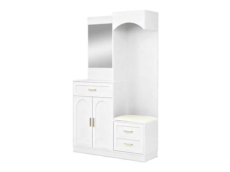  Portemanteau avec banc et rangement blanc 110 x 185.5 cm en mdf  - Conforama D