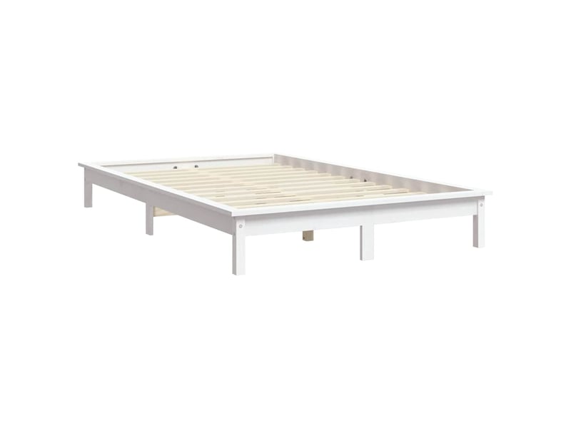  Lit double- lit adulte -  cadre de lit sans matelas blanc bois de pin massif  - Conforama C