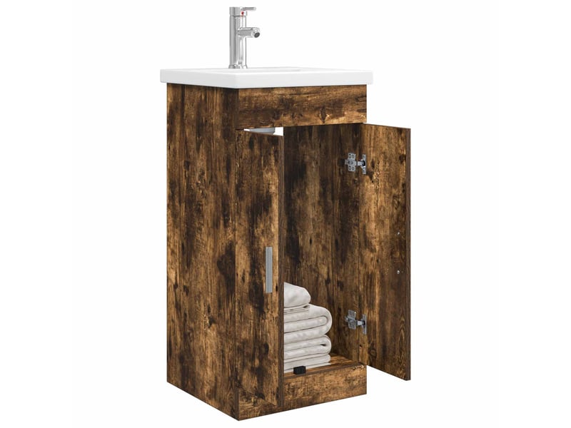  Meuble de salle de bain avec évier chêne fumé 42x40x84.5 cm shl809  - Conforama C