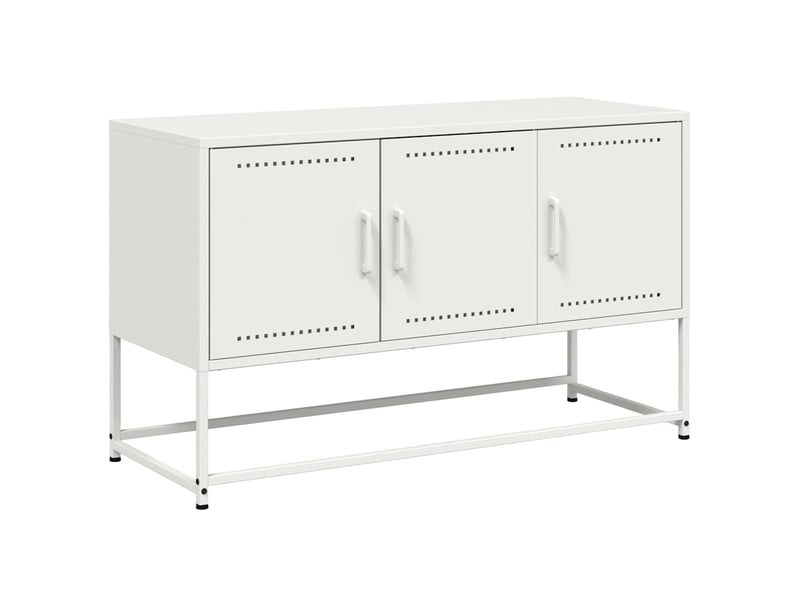  Meuble tv - banc tv - meuble de rangement blanc 100,5x39x60,5 cm acier  - Conforama A