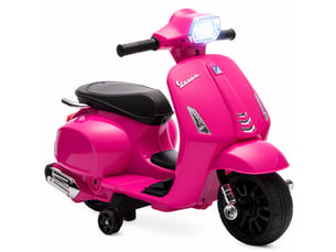 Moto électrique pour enfants avec permis vespa, batterie rechargeable 6v, roues et lumières, 2-4 ans, rose