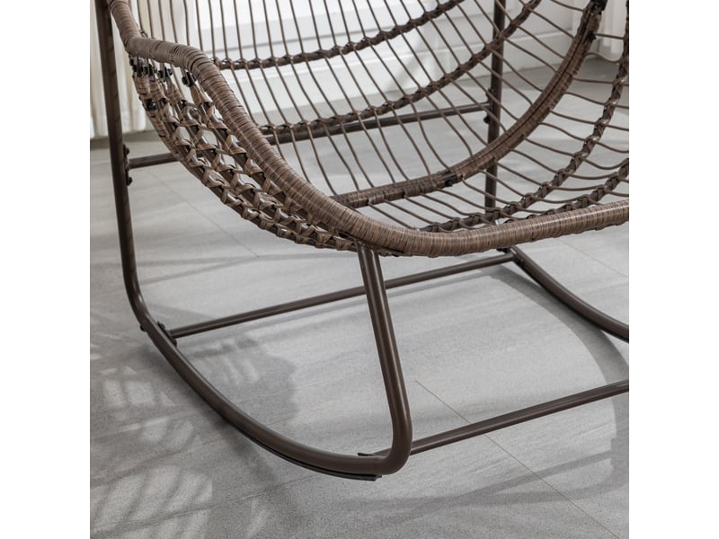 Fauteuil à bascule, fauteuil berçant de patio, cadre en métal, avec coussin en forme d'œuf, bleu - Conforama E