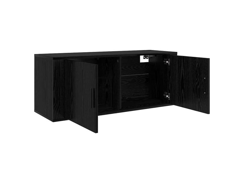  Meuble tv - banc tv - meuble de rangement mural 100 x 34,5 x 40 cm chêne noir bois d'ingénierie  - Conforama E