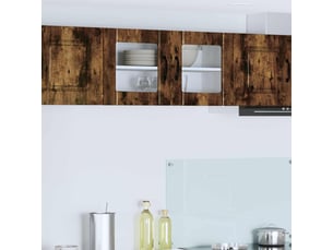Meuble mural de cuisine, cabinet en verre mural chêne fumé 80x31x40cm shl7367