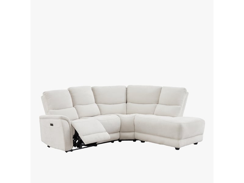 Canapé d'angle relax électrique en tissu blanc écru - angle droit - Conforama C