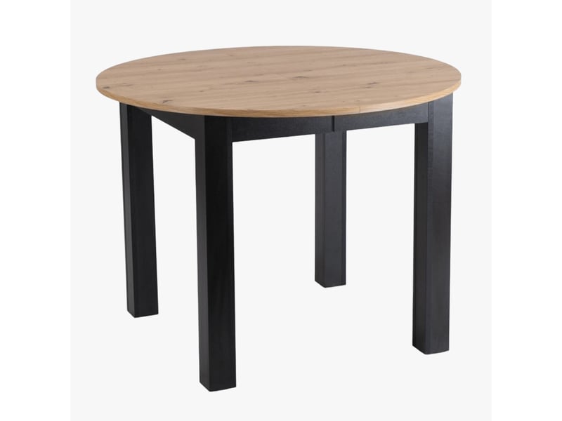  Table à manger ronde extensible couleur bois clair 102-142 cm  - Conforama A