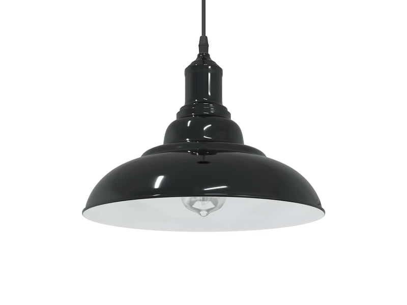  Lampe suspendue, suspension luminaire réglable hauteur e27 noir brillant ø 31cm métal  - Conforama B