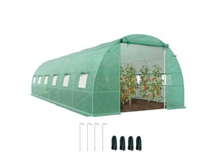 Serre tunnel 8x3x2 m, portes sectionnelles12 fenêtres, 4 renforts diagonaux, acierpe, légumesfleursfruits.