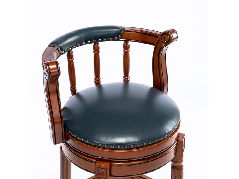  Tabouret de bar pivotant 360° 54,8 x 54,8 x 96 cm – bleu – dossier, repose-pieds et siège en cuir  - Conforama D