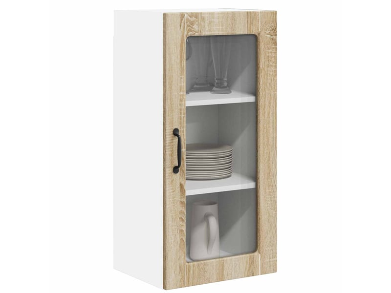  Meuble mural de cuisine, cabinet en verre mural chêne sonoma 40x31x80cm shl7702  - Conforama C