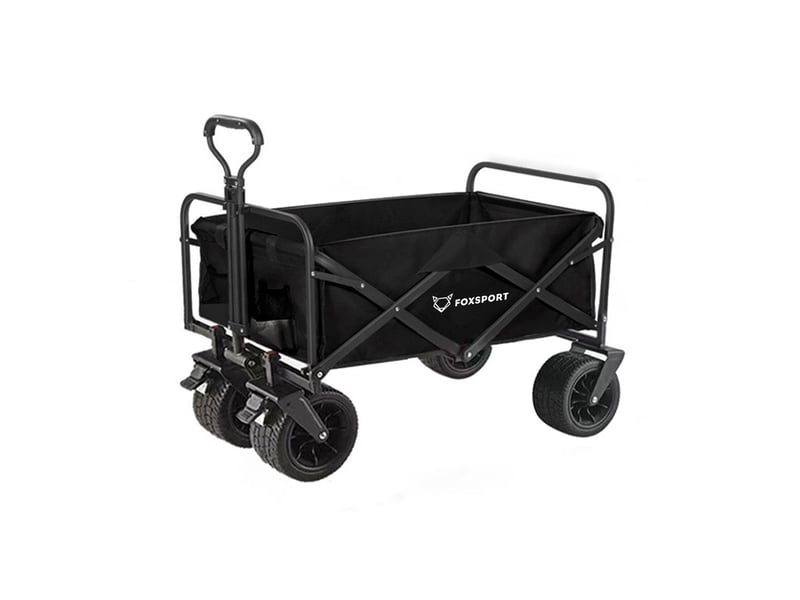 HyperMotion Chariot Pliant 80 Kg – Tout-terrain, Roues 360°, Toile Oxford 600D – Plage, Camping, Courses