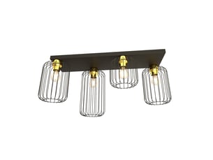 Suspension barn en acier noir mat et or