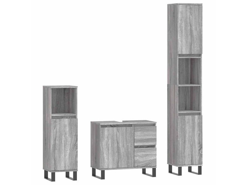  Ensemble de meubles de salle de bain 3 pcs sonoma gris cf63815  - Conforama A