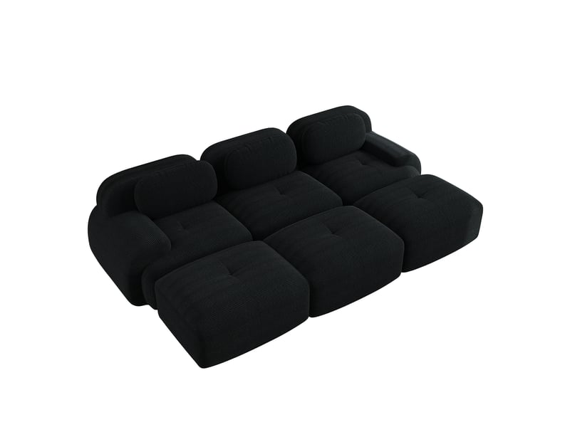 Canapé modulable, canapé 3 places, en velours tricoté, noir, sans montage, sans structure, home cinéma, pour salon  - Conforama W