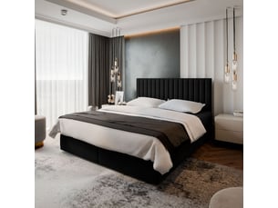 Lit avec rangement 140x200 cm <strong>MASSENO</strong>  <strong></strong> coloris noir