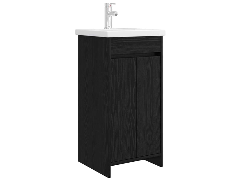  Meuble salle de bain avec évier, meuble de rangement chêne noir 42x40x84.5 cm shl9492  - Conforama A